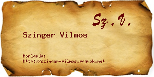 Szinger Vilmos névjegykártya